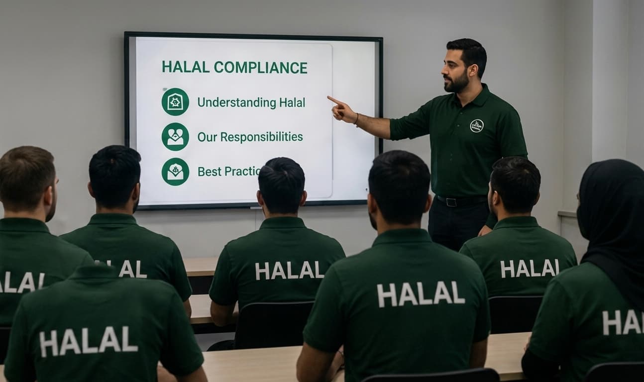 Staff training session on halal compliance
