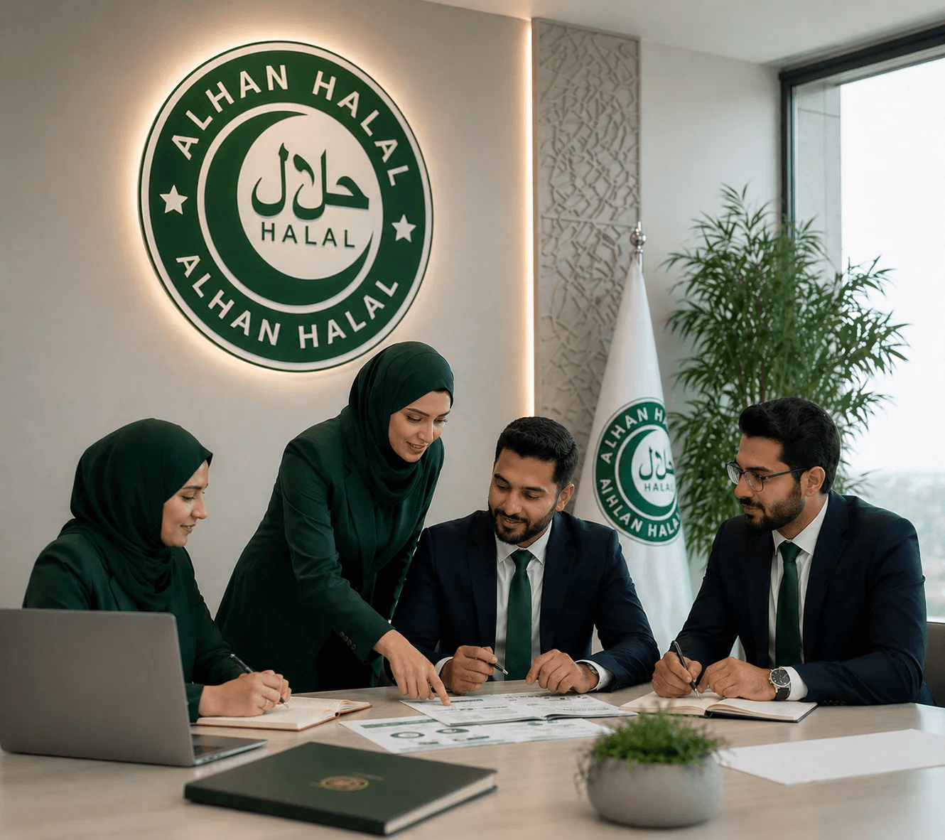 Alhan Halal team at meeting table